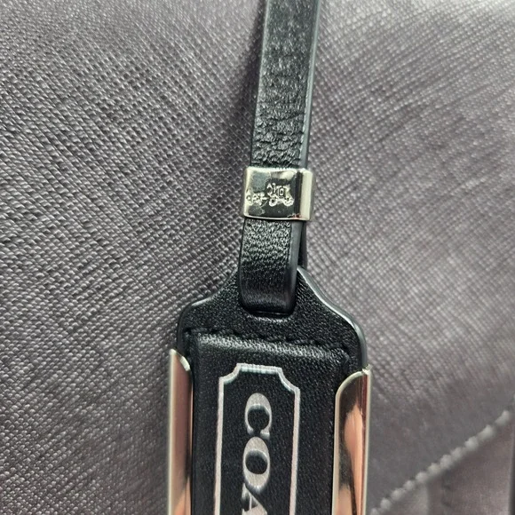 NEW COACH Madison Sadie Flap Saffiano Leather Satchel Gray Metallic + Red F26274 - Picture 9 of 16